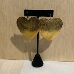 Gold Tone Big Heart Dangle earrings